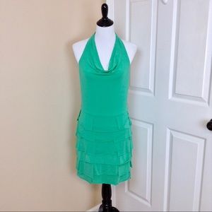 BCBGMaxAzria emerald green halter style dress